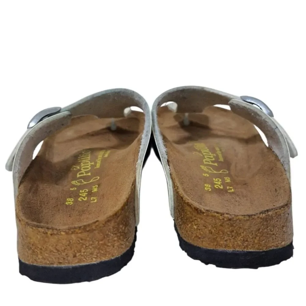 Birkenstock Papillio Women's Gizeh  White Gray Black Floral Comfort Sandals 38